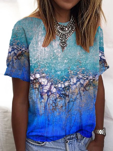 

Camicie & Top Patchwork Casuale Maniche Corte, Blu, T-Shirts