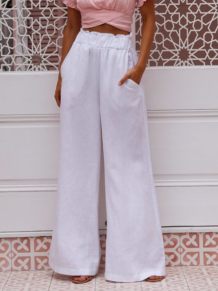 

Casuale Tinta unita Dritto Pantaloni, Bianco, Pants