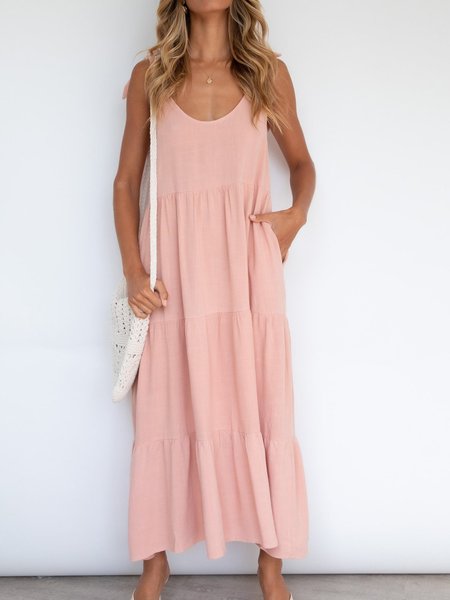 

Spalla Nuda Spalla Nuda Dritto Abito, Rosa, Casual Dresses