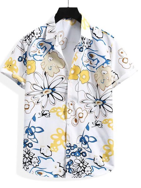 

Holiday Shirts & Tops, White, Men's Floral shirt