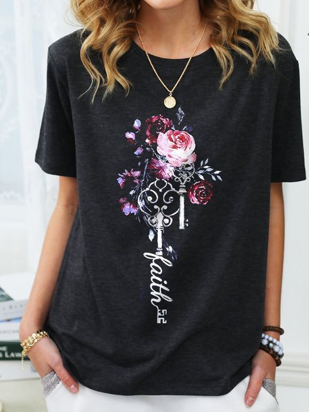 

Faith is the Key Cotton Shirts & Top, Black, T-shirts