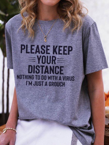 

Please Keep Your Distance Cotton Shift Shirts & Top, Gray, T-shirts