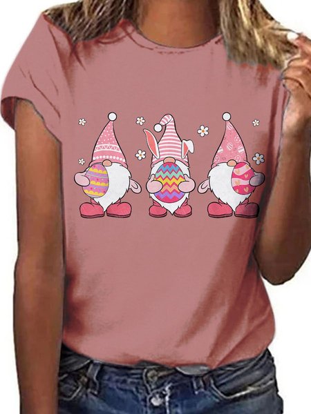 

Easter Graphic Short Sleeve Round Neck Loose Tee, Brick red, T-shirts