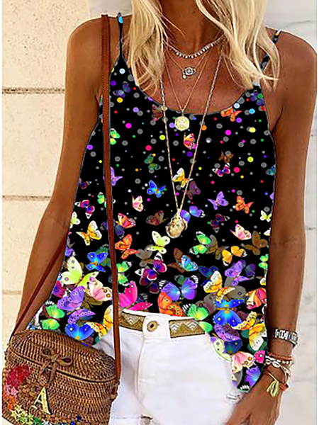 

Plus size Butterfly Sleeveless Tops, Black, Blouses & Shirts