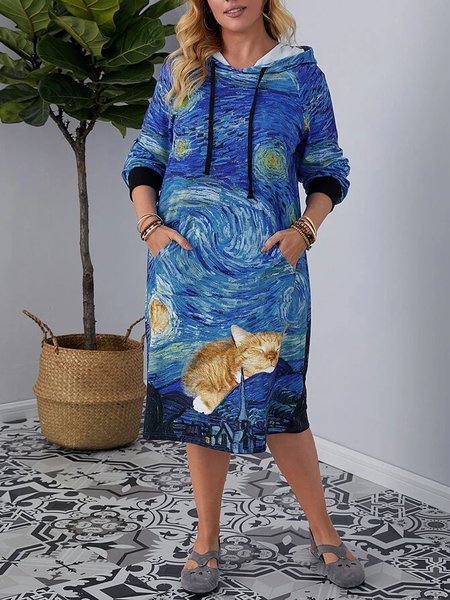 

Vintage Cotton Dresses, Blue, Casual Dresses