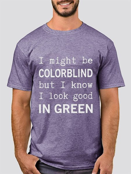 

Printed Letter Cotton-Blend Tee Shirts & Tops, Purple, Men's t-shirts