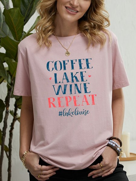 

Coffee Lake Wine Repeat Women's T-Shirt, Pink, T-shirts