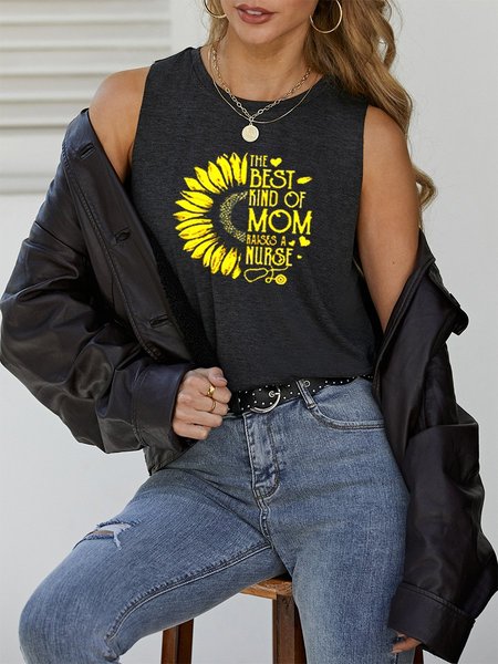 

Sunflower Mother's Day Women's Sleeveless Shirt, Black, T-shirts