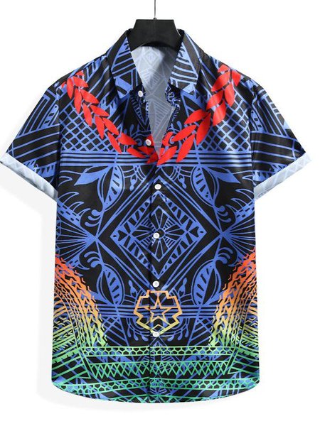 

Casual Shirt Collar Shirts & Tops, Blue, Men's Floral shirt