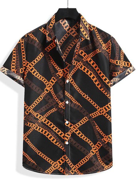 

Shirt Collar Printed Shirts & Tops, Orange, Men's Floral shirt
