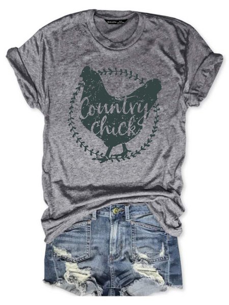 

Country Chick Graphic Tee, Gray, T-shirts