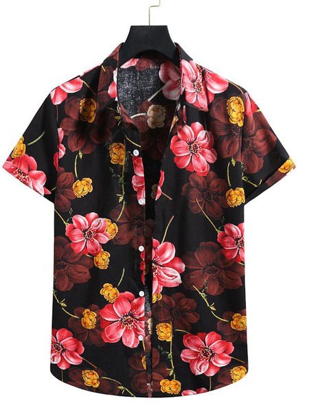 

Tribal Casual Shirts & Tops, Red, Men's Floral shirt