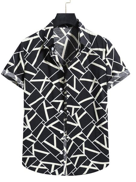 

Cotton Shirt Collar Shirts & Tops, Black, Men's Floral shirt