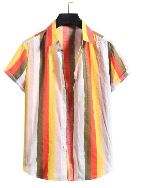 

Holiday Cotton Leaves Shirts & Tops, Yellow, Men's Floral shirt
