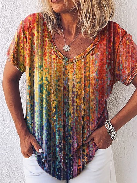 

Ombre/tie-Dye Shift Casual T-shirt, As picture, Tees & T-shirts