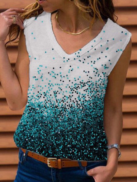 

Sleeveless Cotton-Blend Polka Dots T-shirt, White, T-Shirts