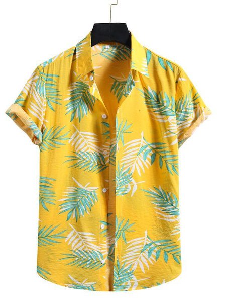 

Printed Holiday Shirts & Tops, Yellow, Men's Floral shirt