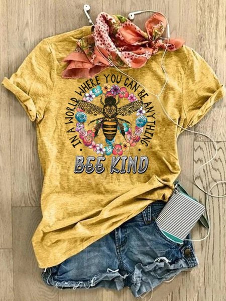 

Women Summer Casual Printed Daily T-Shirts, Yellow, Tops