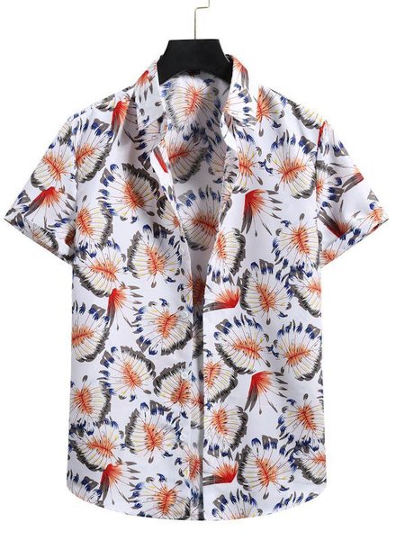 

Printed Holiday Shirts & Tops, As picture, Men's Floral shirt
