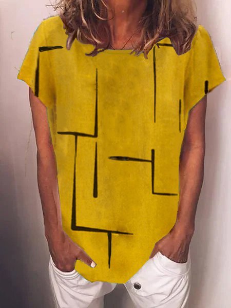 

Cotton Bateau/boat Neck Casual Tops, Yellow, Blouses & Shirts