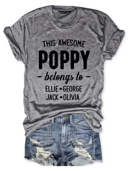 

This Awesome Poppy Belongs To Ellie·George and Jack·Olivia Graphic Tee, Gray, T-shirts