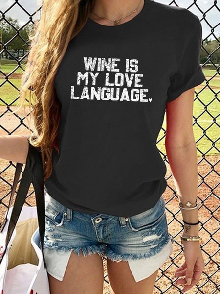 

WINE IS MY LOVE LANGUAGE Shirt & Top, Black, T-shirts