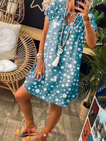 

senza maniche Gonna Casuale, Blu, Summer dresses