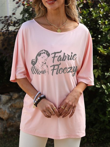 

Fabric Floozy Woman Graphic Loose Tee, Pink, T-shirts