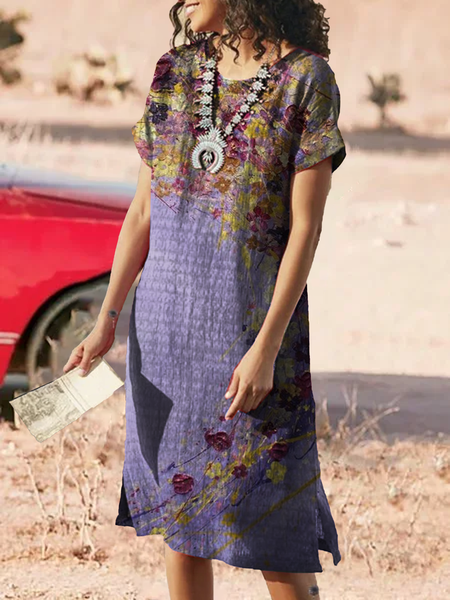 

Abito Astratto Misto Cotone Dritto Bohemian, Viola, Dresses