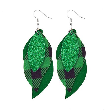 

St. Parker's Day Leather Earrings Irish Green Festival Leather Four Leaf Clover Earrings, Earrings