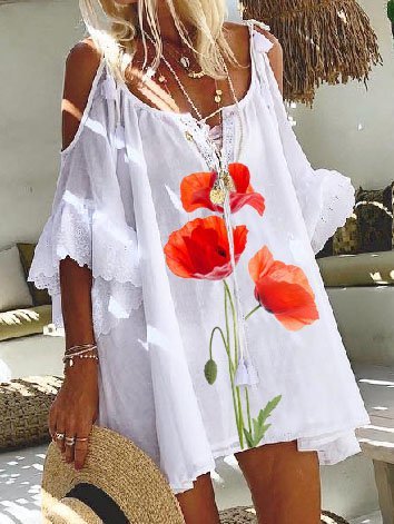 

Maniche Corte Gonna Casuale, Bianco, Dresses