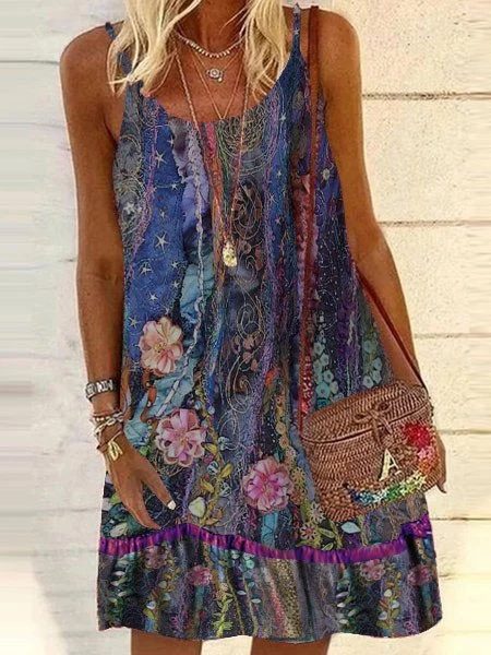 

Floreale Casuale Senza Maniche Abito, Come immagine, Dresses