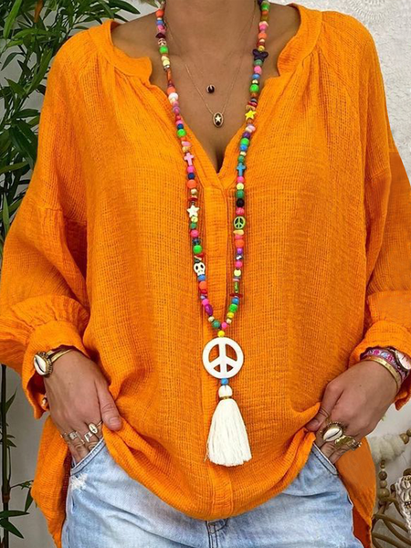 

Cotton Plain Half Sleeve Blouse, Orange, Blouses and Shirts