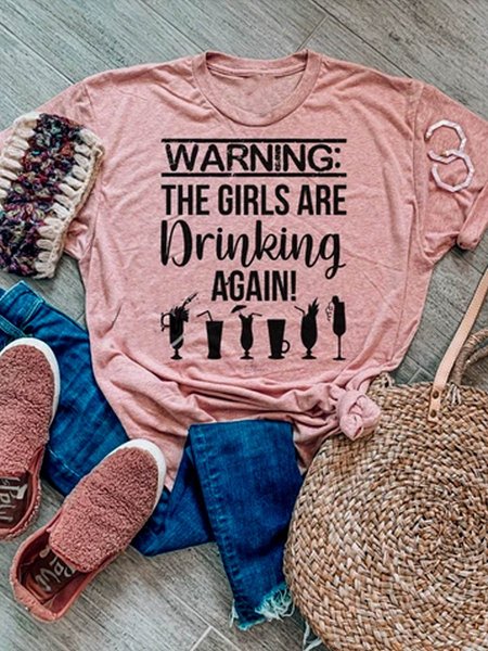 

Warning Cotton Casual Printed Shirts & Tops, Brick red, T-shirts