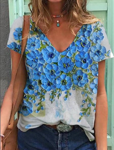 

Maniche Corte Vacanza Dritto Camicie & Top, Blu, T-Shirts