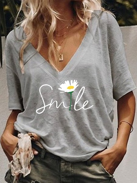 

Smile Daisy Women's T-Shirt, Grey, T-shirts