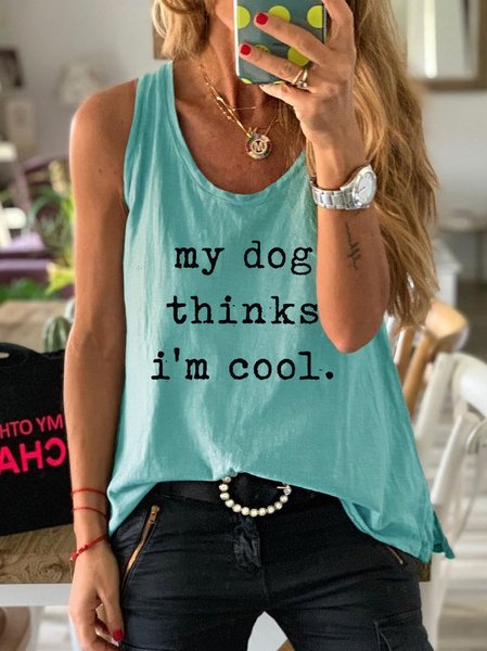 

My Dog Thinks I'm Cool Tank Top, Blue, Tank Tops
