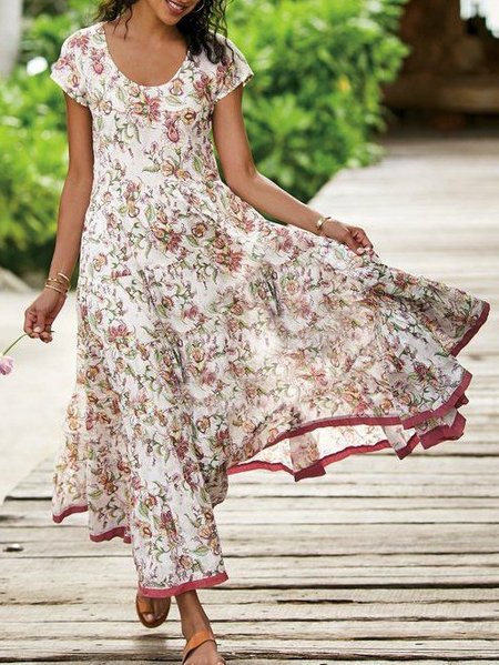 

Abito Girocollo Bohemian, Bianco, Dresses