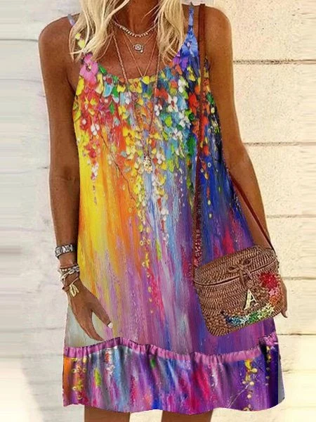 

Abito Vacanza Girocollo Floreale, Come immagine, Mini Dresses