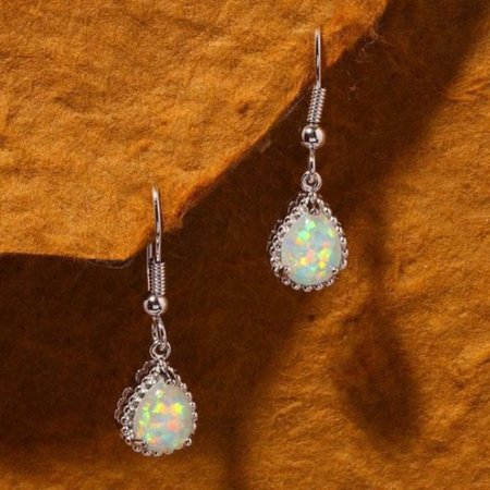 

Elegant White Moonstone Opal Alloy Earrings, Earrings