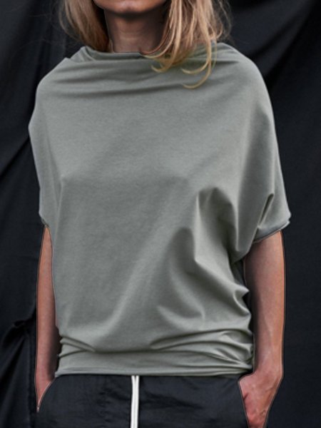 

taglia grande Casuale Maniche Corte O-collo Top, Grigio, T-Shirts