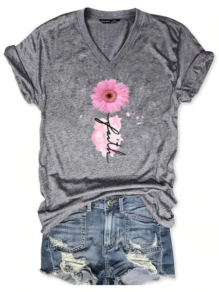 

Be Kind Floral Women's T-Shirt, Grey, T-shirts