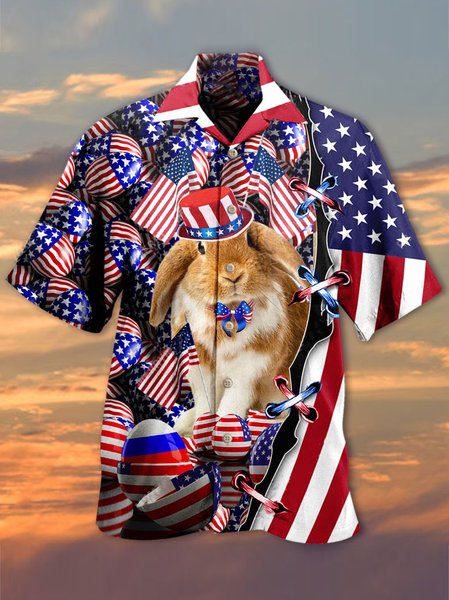 

Easter print Hawaiian shirt, As picture, Men's Floral shirt