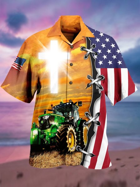 

Vintage Shirt Collar Printed Shirts & Tops, Yellow, Men's Floral shirt