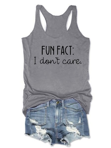

Fun Fact Fun Fact I Don't Care Women's Sleeveless Tank Top Vest, Grey, Tank Tops
