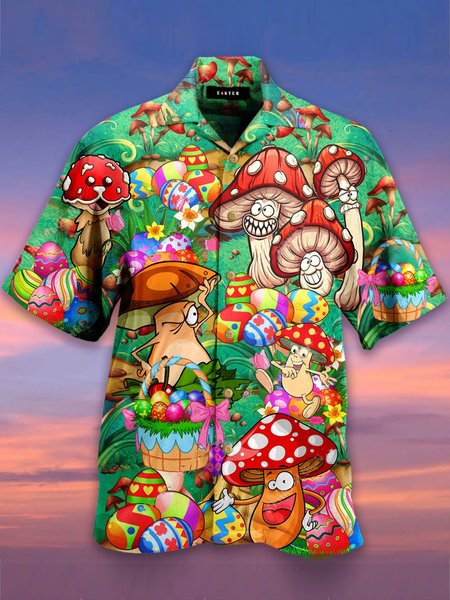 

Easter print Hawaiian shirt, Green, Men's Floral shirt