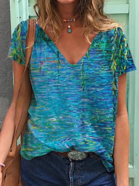 

Dritto Maniche Corte Camicie & Top, Blu, T-Shirts
