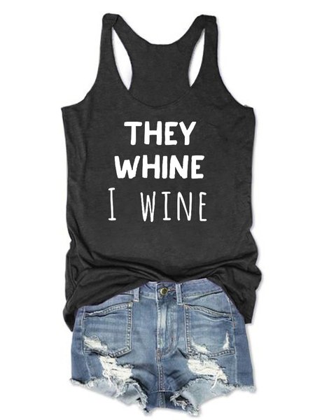 

They Wine I Wine Women's Sleeveless Shirt, Grey, Tank Tops