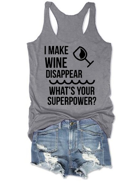 

I Make Wine Disappear Women's Sleeveless Shirt, Grey, Tank Tops