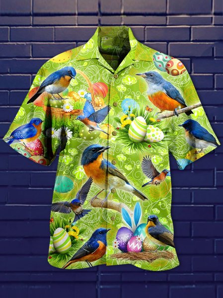 

Easter print Hawaiian shirt, Green, Men's Floral shirt